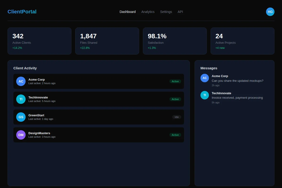 ClientPortal dashboard preview